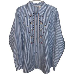 Vintage Koret City Blues Embroidered Button-Up Shirt - XL - Western Floral Strip